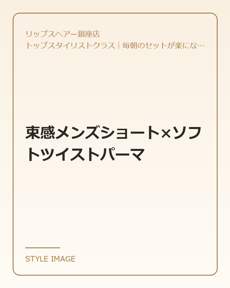 束感メンズショート×ソフトツイストパーマ(リップスヘアー銀座店のスタイリングイメージ)